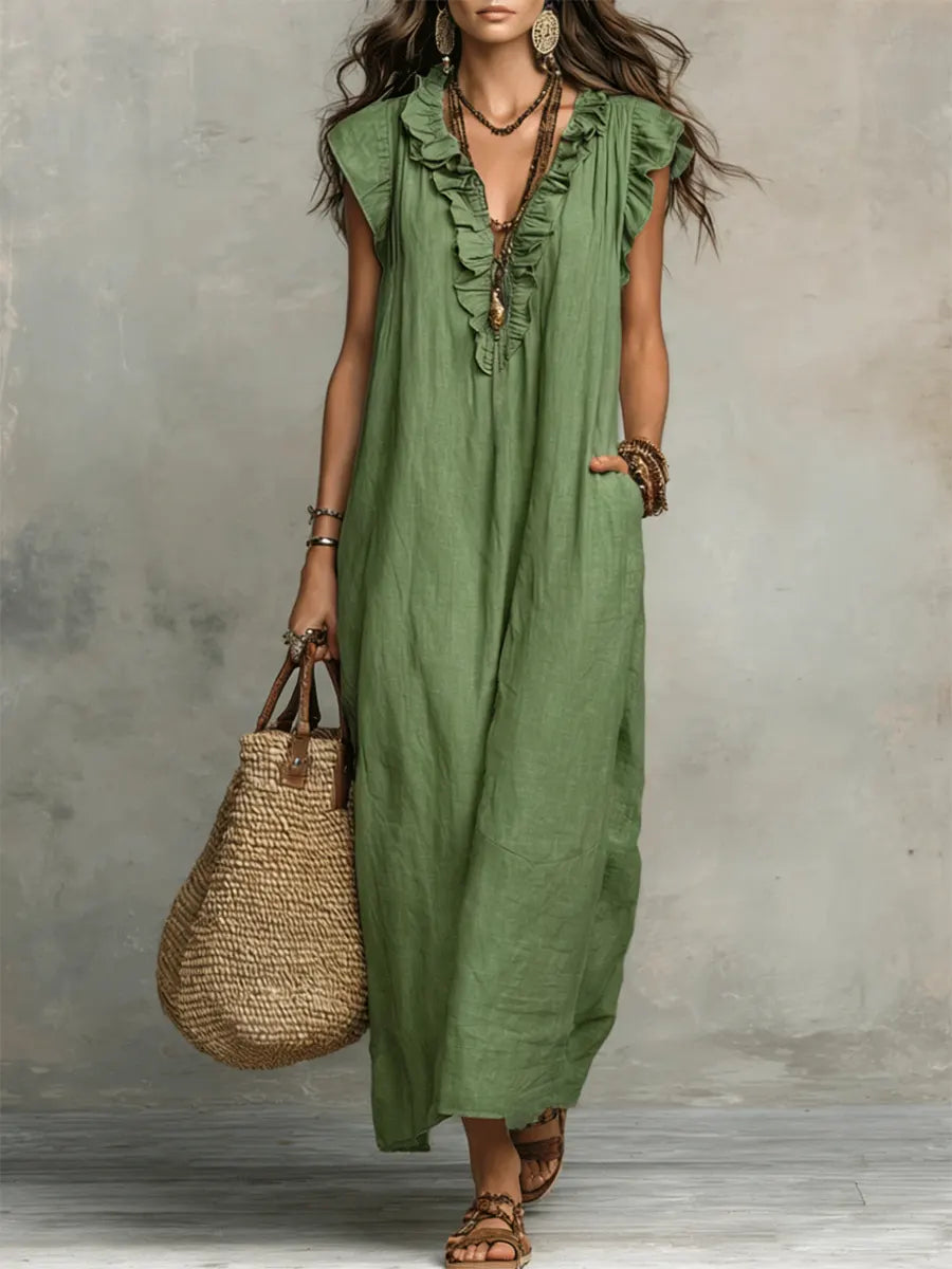 CAMELIA - Vestido Maxi Bohemio con Escote en V