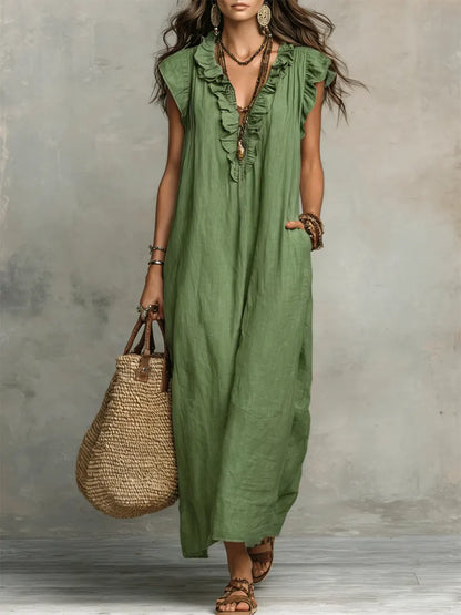 CAMELIA - Vestido Maxi Bohemio con Escote en V