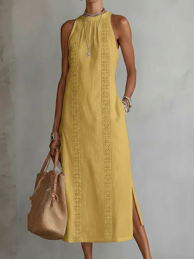 Valeria - Vestido Midi Elegante con Cuello Mao