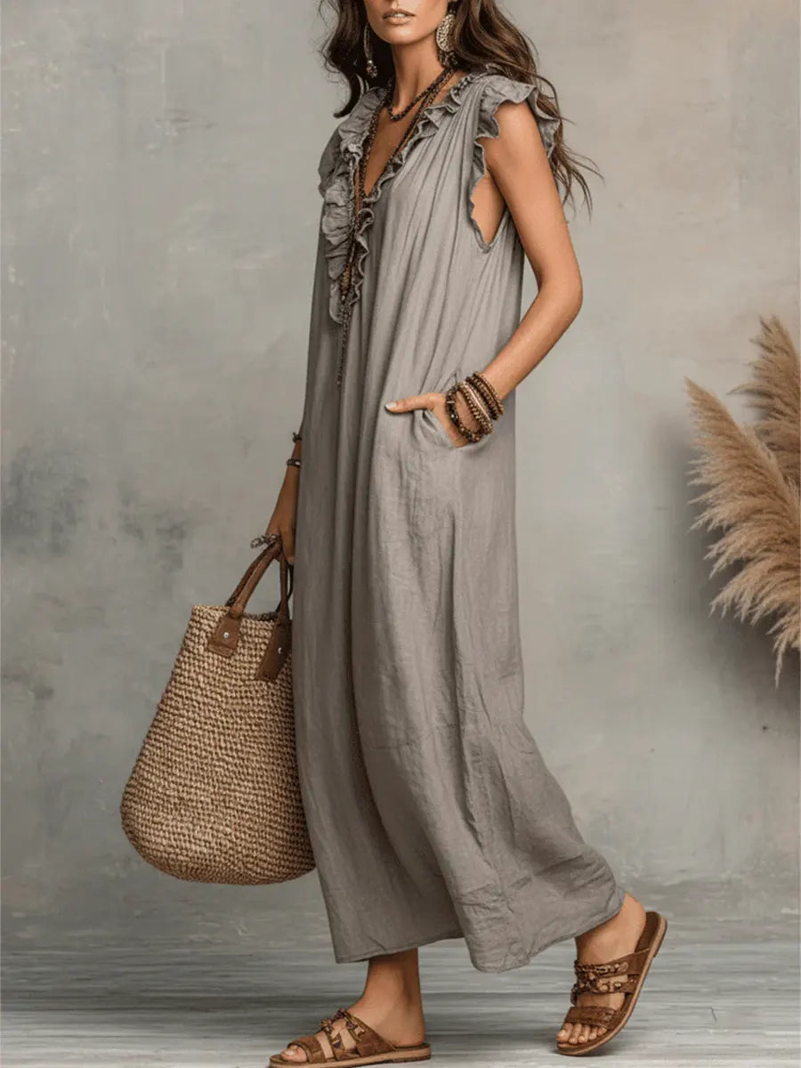 CAMELIA - Vestido Maxi Bohemio con Escote en V