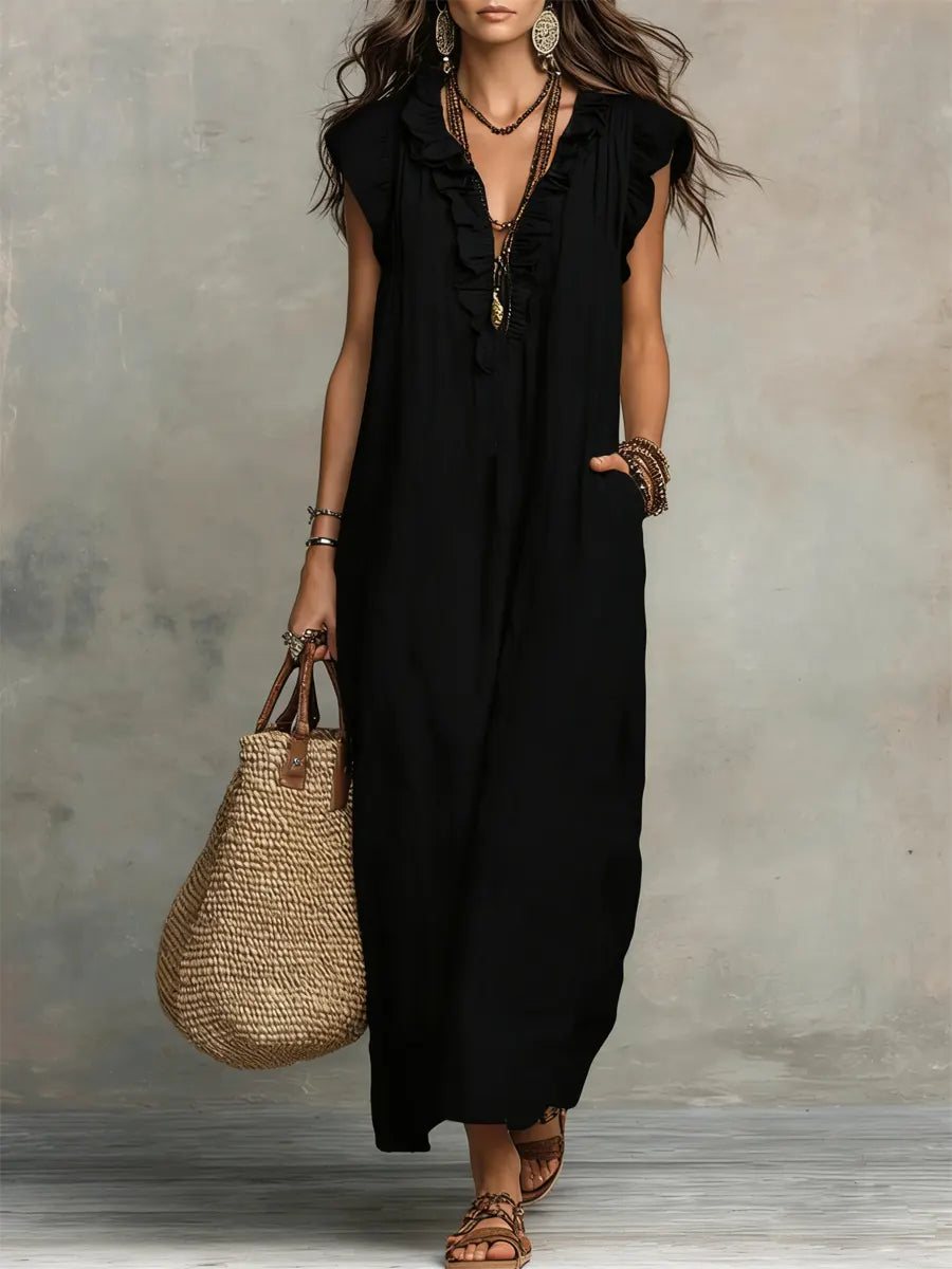 CAMELIA - Vestido Maxi Bohemio con Escote en V