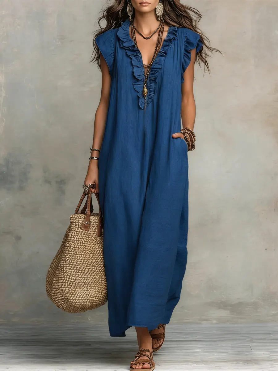 CAMELIA - Vestido Maxi Bohemio con Escote en V