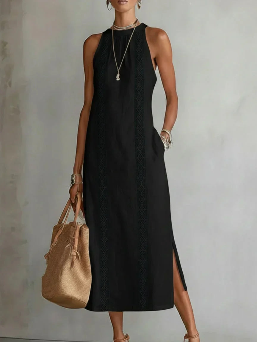 Valeria - Vestido Midi Elegante con Cuello Mao