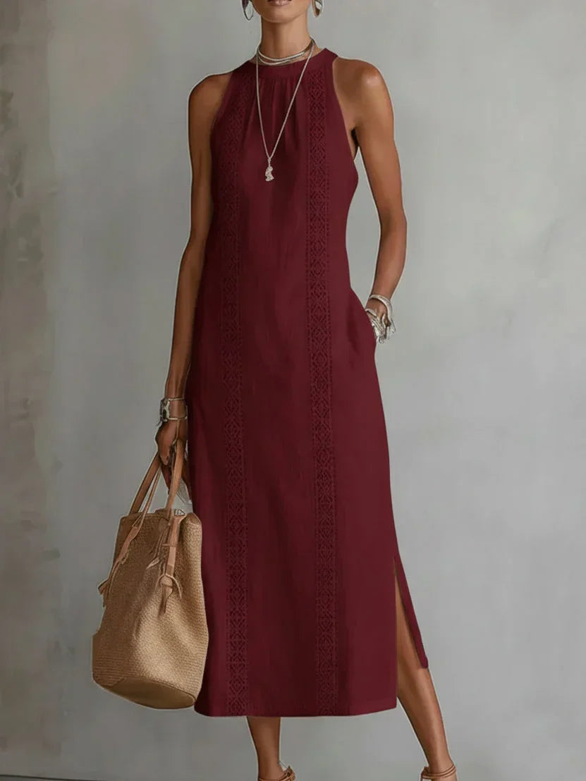 Valeria - Vestido Midi Elegante con Cuello Mao