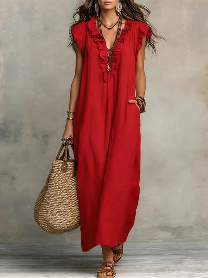 CAMELIA - Vestido Maxi Bohemio con Escote en V